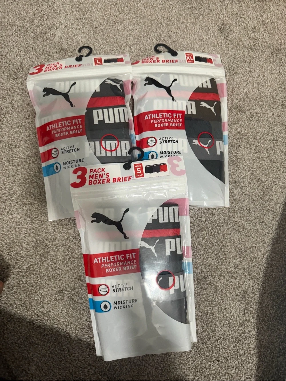 “New” Puma 3-Pack Men's Athletic Fit Boxer Briefs sizeS,L,XL